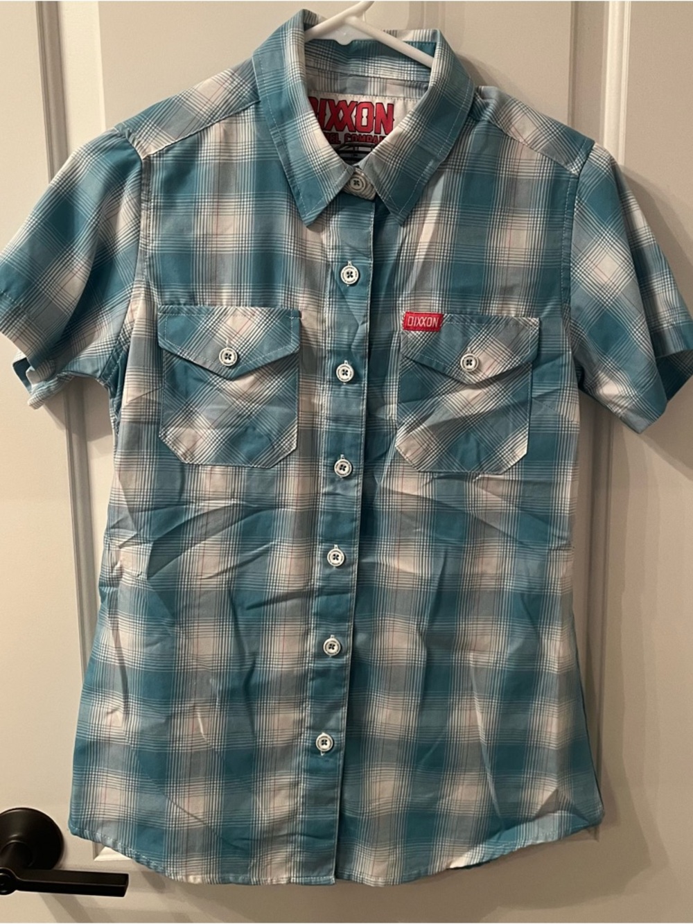 DIXXON Teal & White Plaid Short-Sleeve Button-Down